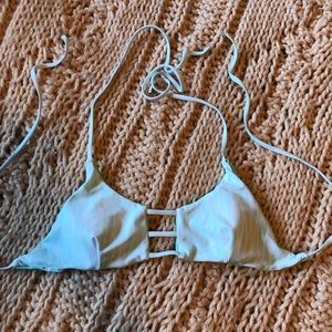 Green and white bikini top